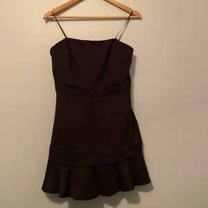 DO+BE Black Strapless Zipper Back Flowy Bottom Sweetheart Mini Tube Dress